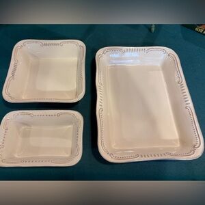 New Set of three Ceramic baking and serving dishes